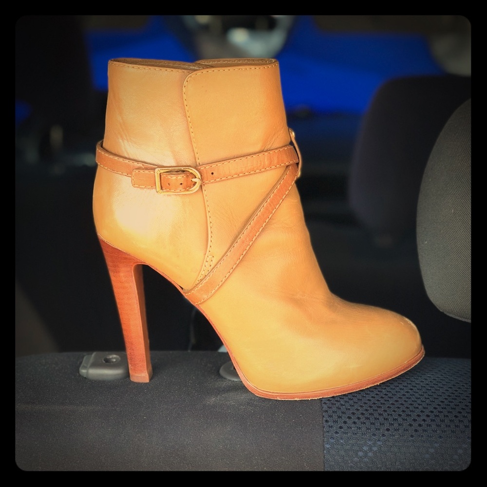 Women’s Tan Leather High Heel Ankle Boot